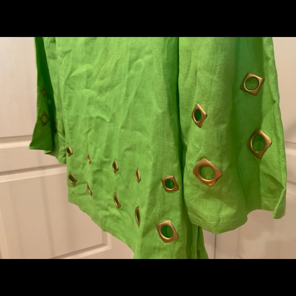 Vintage lime green blouse with hardware cut outs